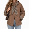 thumbnail image 3 of Tqcoqu Hooded Jacket for Women, Plaid Lining Long Sleeve Zip Button Front Coat with Detachable Hood and Pockets,Women's,Size S-XXL, 3 of 8