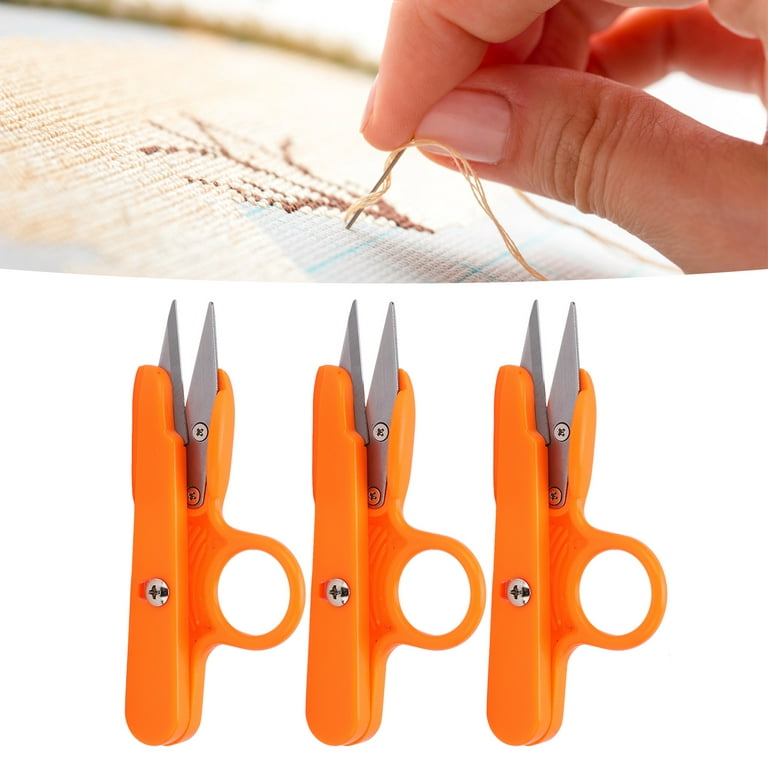 Crochet Scissors, Comfortable Fitting Hand Incisive Blade Stainless Steel  Material 3pcs Mini Scissors Orange Color For Embroidery 