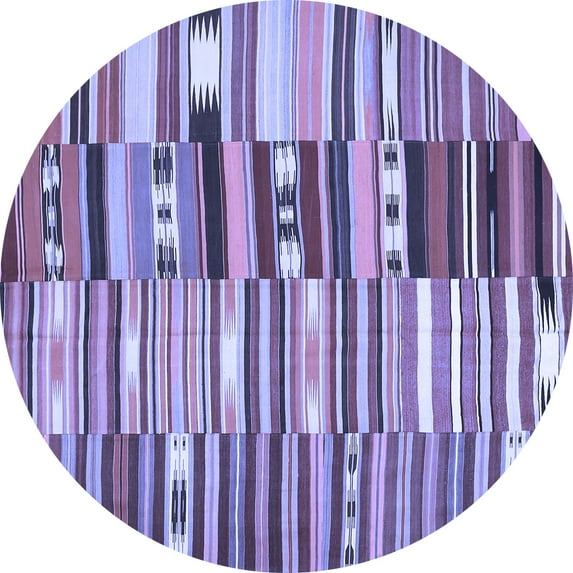 Ahgly Company Machine Washable Indoor Round Patchwork Blue Transitional Area Rugs, 4' Round