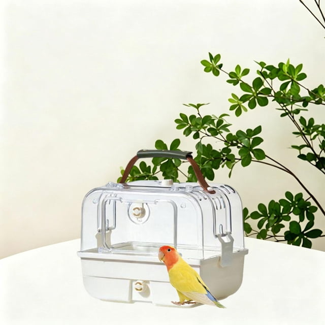 Transportín de viaje para pájaros, jaula para loros, suministros para mascotas, ventilación, con asa de transporte, portátil para cacatúas, agapornis Blanco