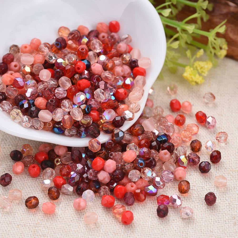 1 bag Fire-polished Czech Glass Beads Drum Mixed color 3x3mm Hole: 0.9mm 1437pcs~1443pcs/bag