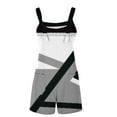 thumbnail image 5 of Women's Romper Summer Casual Color Block Cross Print Tie Knot Strap Short Jumpsuit with Pocket Fashion Loose Wide Leg Outfits, Gray, XL, 5 of 5