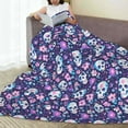 thumbnail image 6 of Pofeuu Skull Purple Flower Print Ultra-Soft Micro Fleece Blanket,for Bed Or Sofa,All Season Throw Blankets Flannel Blanket-50"x40", 6 of 7