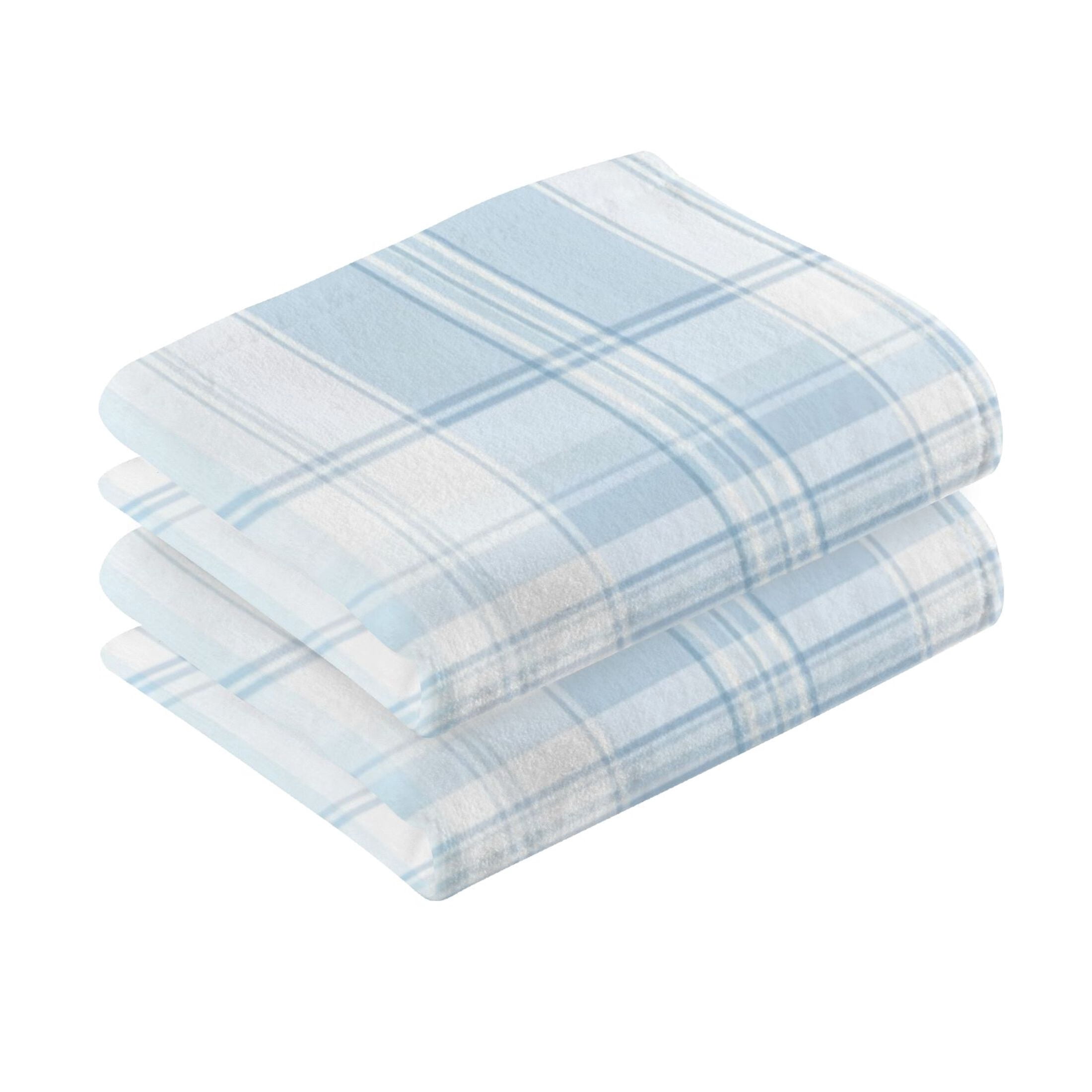 Cotton Towel Two-Piece 16x28 Inch One Sizex2 Face Towel Set Towel Set Cotton Hand Bath Towel Bathroom Beach Light Blue Cloth Stripe
