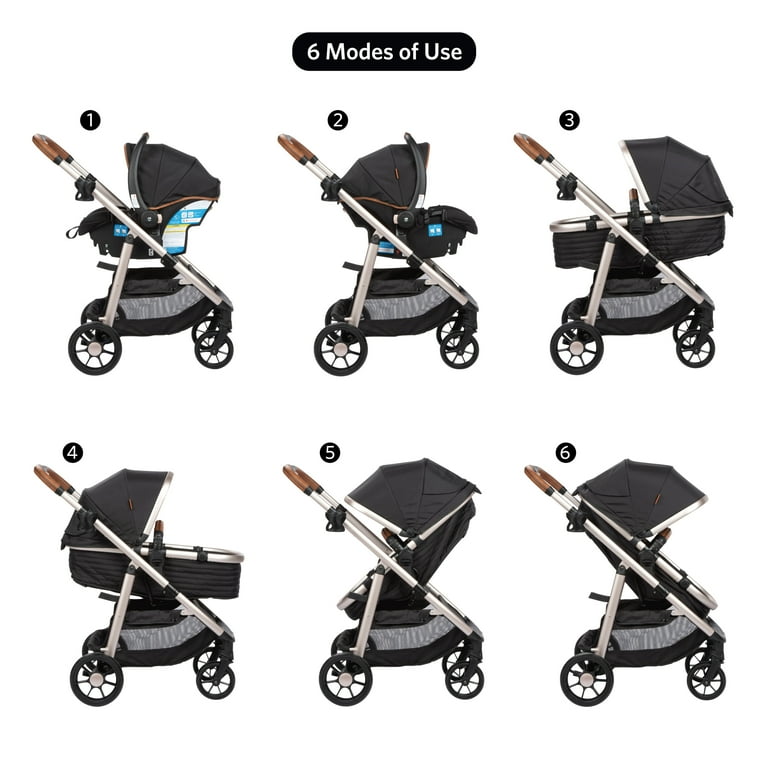 Monbebe 6-in-1 Modular Travel System, Black & Gold, Infant & Toddler, Unisex Monbebe 6-in-1 Modular Travel System, Black & Gold, Infant & Toddler, Unisex