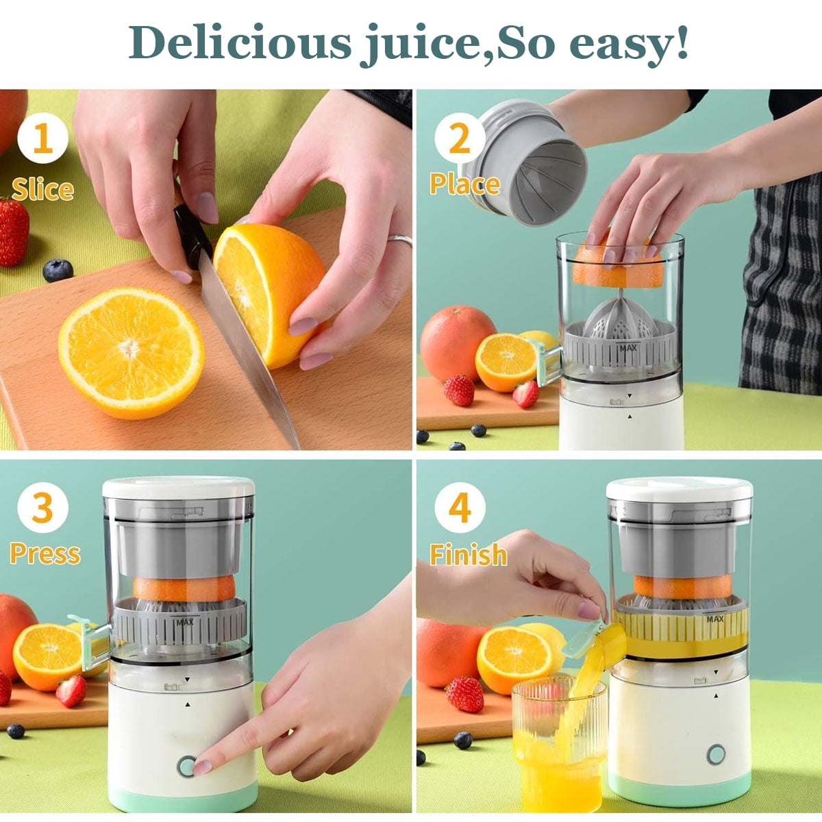 Yiliangx Portable Citrus Juicer,Orange Juicer Machine, Wireless Electric Citrus Juicer for Orange, Lemon, Grapefruit,7.2V