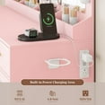 thumbnail image 4 of PUFFCAFE Makeup Vanity Desk with Mirror and Lights,47" Pink Vanity Table with Power Outlet & RGB Glass Cabinet,Large Dressing Table for Women Bedroom, 4 of 8