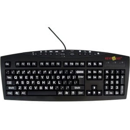 UPC: 0654650009892 | Ablenet Keys-U-See Large Print Wired Keyboard  White Print on Black Keys – Cable Connectivity – USB Interface – Internet  Multimedia Hot Key(s) – Black  White