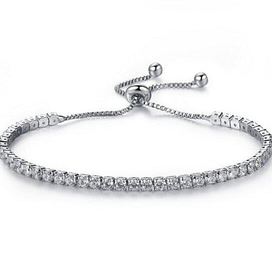 Round Cut Swarovski Elements Crystal Adjustable Tennis Bracelet Round Cut Swarovski Elements Crystal Adjustable Tennis Bracelet