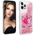 thumbnail image 3 of Case for iPhone 14 Pro, iPhone 14 Pro Case Cute Pink Glitter Luxury Sparkle Liquid for Girls Women Quicksand Clear Soft TPU Protective Phone Case for iPhone 14 Pro 6.1 inch Wink Unicorn, 3 of 10