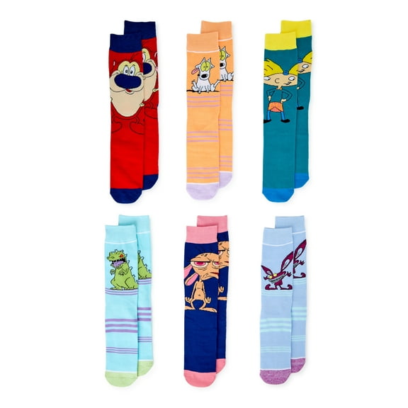 Nickelodeon 90s Men's Socks, 6 pack