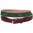 thumbnail image 1 of SURJDE Preston Leather Men's Ribbon Belt with Leather tabs and brass buckle, 1 of 4