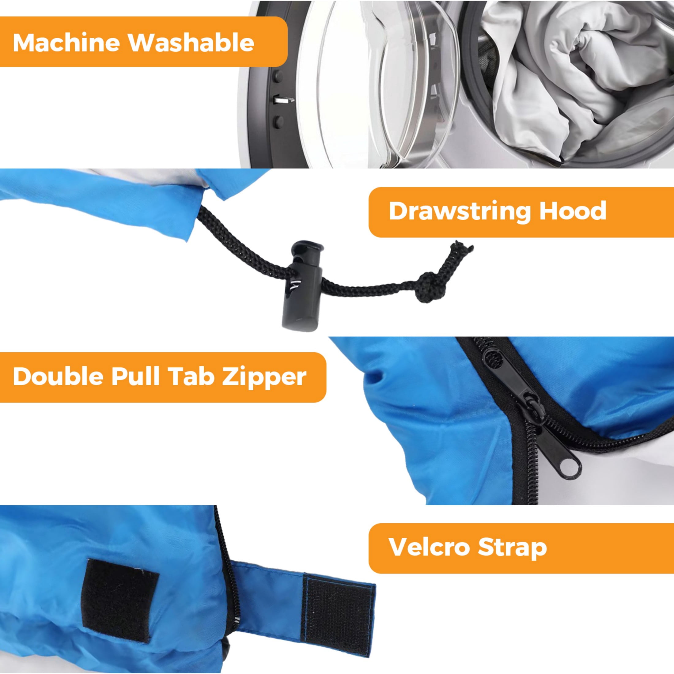 SHOUFTW Double Sleeping Bag for Adults, Lightweight Waterproof, Machine Washable for Camping Hiking Backpacking, Blue