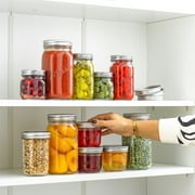 Regular-Mouth Mason Jars, with Airtight Lids, Labels and Measures - 8 oz [Set of 6] Airtight Glass Canning Jars
