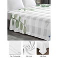 thumbnail image 6 of Blue Flower King Size Flat Sheet, Wrinkleproof & Fadeproof Cooling Flat Bed Sheet Only, Grey Plaid Hydrangeas Eucalyptus Leaves Breathable Soft Bedding Top Sheets 105 x 98 Inches, 6 of 8