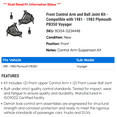 thumbnail image 2 of Front Control Arm and Ball Joint Kit - Compatible with 1981 - 1983 Plymouth PB350 Voyager 1982, 2 of 2