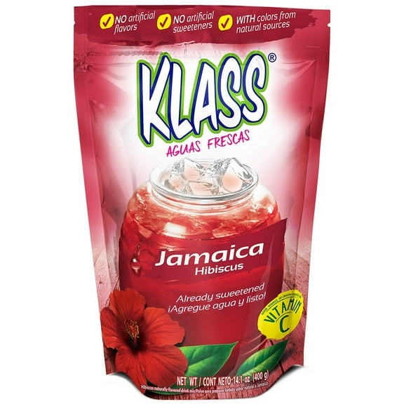 Pack of 2 Klass Hibiscus Flavored Drink Mix, 14.1 oz (Package May Vary)