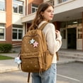thumbnail image 4 of SGMVNU Backpack for School with Pendant Floral Print Middler High School Campus Backpacks Students Large Capacity Schoolbag, Khaki, 4 of 5