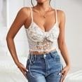 thumbnail image 2 of YYDGH Women's Floral Lace Embroidery Camisole Sexy Spaghetti Straps Open Back Cami Tops Sleeveless Corset Bustier Tees Shirt White L, 2 of 8