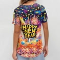 thumbnail image 7 of Garbnen Happy New Year Print Scrubs Top Plus Size Stretch V Neck Short Sleeve Shirt Women Xmas Valentine's Day Holiday Prints Nurses Working Uniforms, 7 of 7