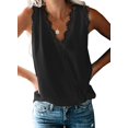 thumbnail image 1 of Women's V Neck Lace Trim Tank Tops Casual Loose Sleeveless Blouse Shirts, 1 of 2