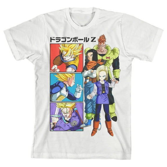 Dragon Ball Z Saiyans and Androids Boy's White T-shirt-XS