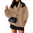 thumbnail image 3 of Female Trench Coat Long Sleeve Lapel Casual Jackets Winter Outerwear Khaki L, 3 of 9