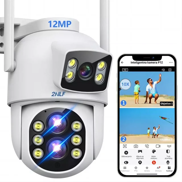 2nlf® 12mp Cámara Vigilancia Exterior Tres Lentes Zoom 10x