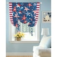 thumbnail image 2 of 4th of July Tie Up Curtains for Window, Thermal Insulated Balloon Shade Adjustable Rod Pocket Curtains Valance Panels for Kitchen Bathroom Cafe 52 x 45 Navy Blue Red Stars Independence Day, 2 of 6