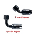 thumbnail image 2 of Cabtherlyn 2pcs 6AN 45 Degree and 2pcs 90 Degree Swivel Hose End Fitting for Braided CPE Fuel Oil Gas Line Hose AN6 Adapter Aluminum Black, 2 of 6