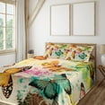 thumbnail image 2 of Ambesonne Colorful Fitted & Top Sheet Set with Shams, Murky Grungy Butterfly, Multicolor, 2 of 5