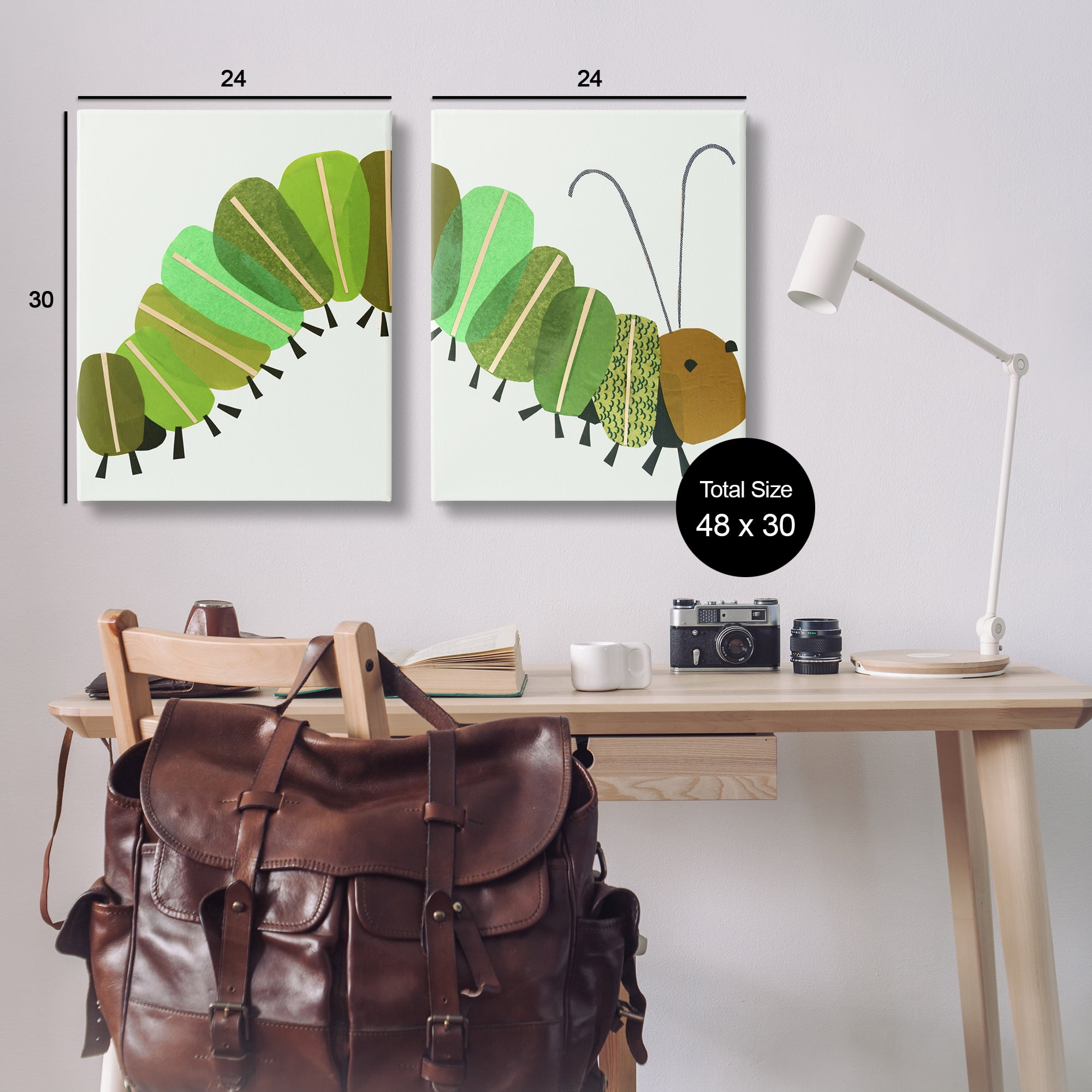 Stupell Industries Cute Cozy Caterpillar Animals Painting Wrapped Canvas Art Print Wall Art, 24 x 30, Set of 2