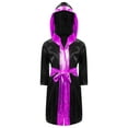 thumbnail image 1 of Raenseen Garçons Enfants Robe de Boxe à Manches Longues Uniforme Kick Boxe Art Martial Muay Thaï Entraînement à Capuche Noir&Rose Vif 16, 1 of 5