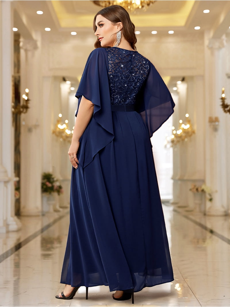 elegant butterfly dress 3D Butterfly Off Shoulder Ball Gown by Petite Adele PQ1028 L / Royal Blue