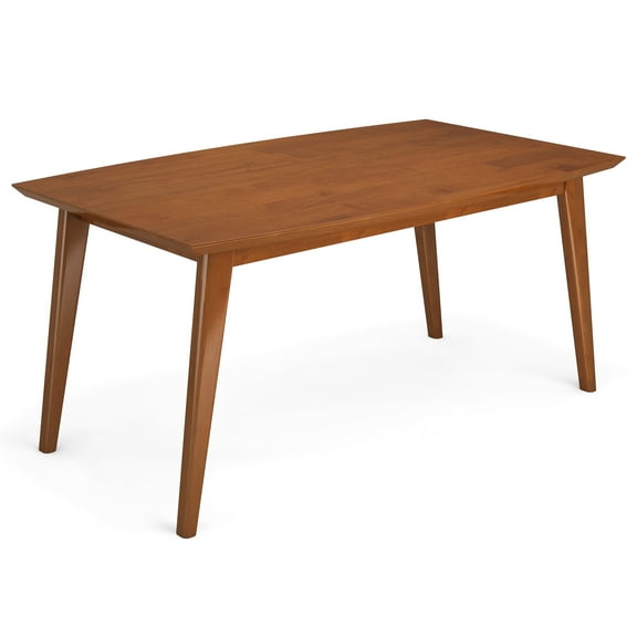 Simpli Home Draper SOLID HARDWOOD and Rubberwood 66 inch x 40 inch Rectangle Mid Century Modern Dining Table in Teak Brown