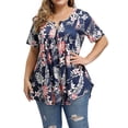 thumbnail image 4 of Camiseta de mujer Bohemio con cuello en V Slim Fit Impreso Tallas grandes Manga cortaBlackXS, 4 of 5