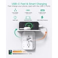 thumbnail image 2 of Extensor de enchufe Mifaso de pared con estante, luz nocturna, 5 AC, 2 USB A, 2 USB C, 2 of 7
