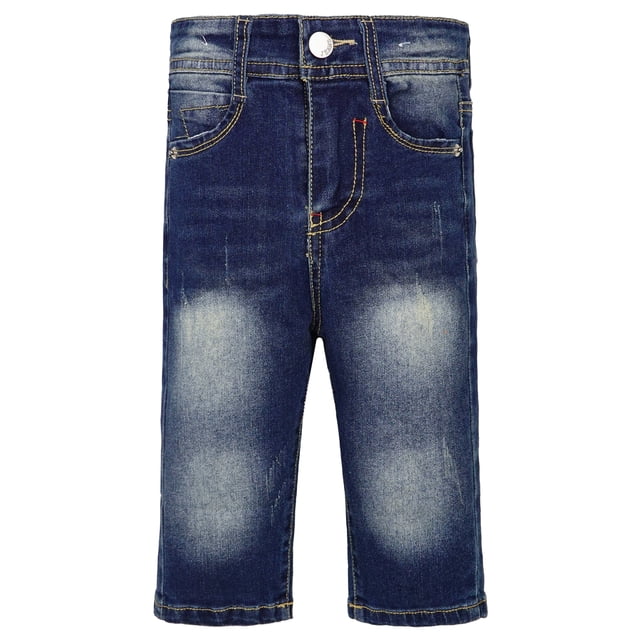 KIDSCOOL SPACE Baby Girl Boy Little Kid D Ring Ripped Denim Jeans Pants,6-7 Years