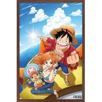 One Piece: Fishman Island - Luffy, Nami, Tony Tony Chopper Wall Poster, 14.725" x 22.375" Framed