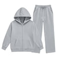 thumbnail image 4 of Abcomgle Girls Jogger Set Size 10-12 Fleece Full Zip Long Sleeve Sweatshirts and Straight Leg Sports Pants for Girls Hooded Girls Tracksuit, 4 of 5