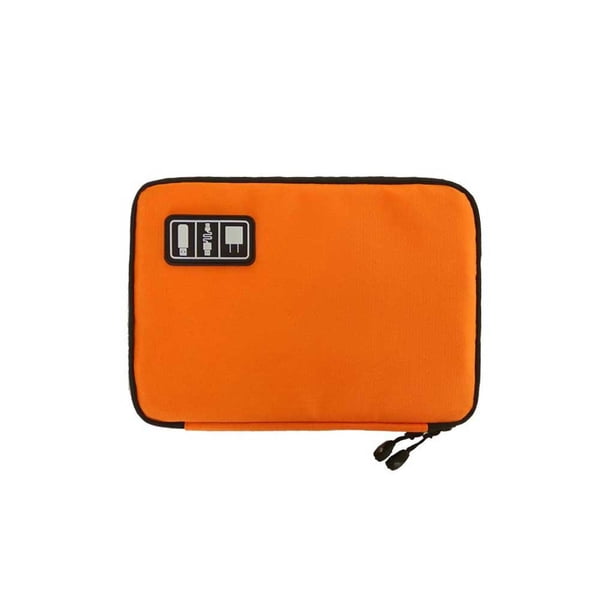 Minnieouse Organizador de cables de datos de nailon, Cable de carga Rectangular con múltiples ranuras, cargador, lector de tarjetas, bolsa de Viajes, Equipaje y Accesorios Varios Naranja