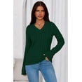 thumbnail image 2 of PRETTYGARDEN V Neck Cable Knit Sweaters for Women Long Sleeve Ribbed Fitted Pullover Tops Business Casual Fall Outfits, 2 of 8