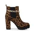thumbnail image 3 of BLISSFUL STEP Women's Platform Chain Block High Heel Ankle Boots Leopard 6.5, 3 of 7
