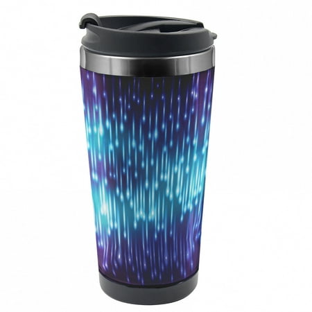 

Abstract Travel Mug Cosmic Rain Effect Vivid Steel Thermal Cup 16 oz by Ambesonne