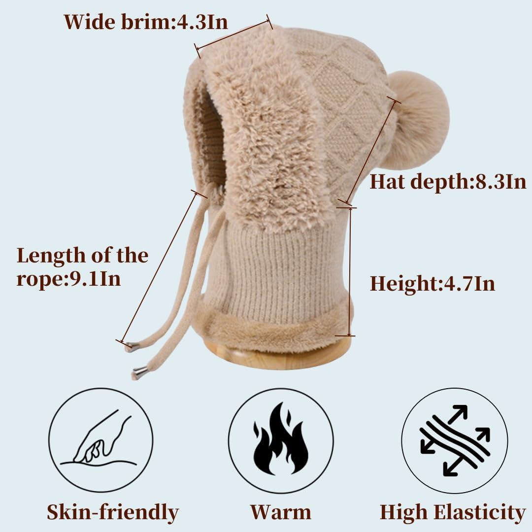 Winter Beanies for Men Women Warm Knit Skull Cap Beanie Balaclava Fleece Ski Mask Neck Warmer Winter Sports Cap