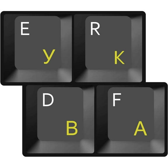 HQRP Russian Laminated Transparent Keyboard Stickers for All PC & Laptops with Yellow Lettering