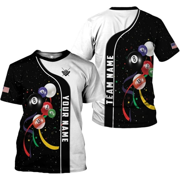 Personalized 3D Billiard Shirt Custom Name Men Women Team Apparel Pool 8 Ball Flag Tshirt Billiards Shirts Gift (T-shirt, S)