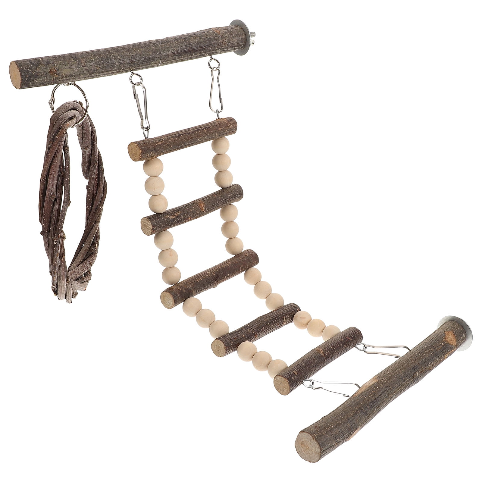 FOMIYES Wooden Parrot Perch Ladder Step Ladder for Birds Safe Sturdy Brown for Bird Cage