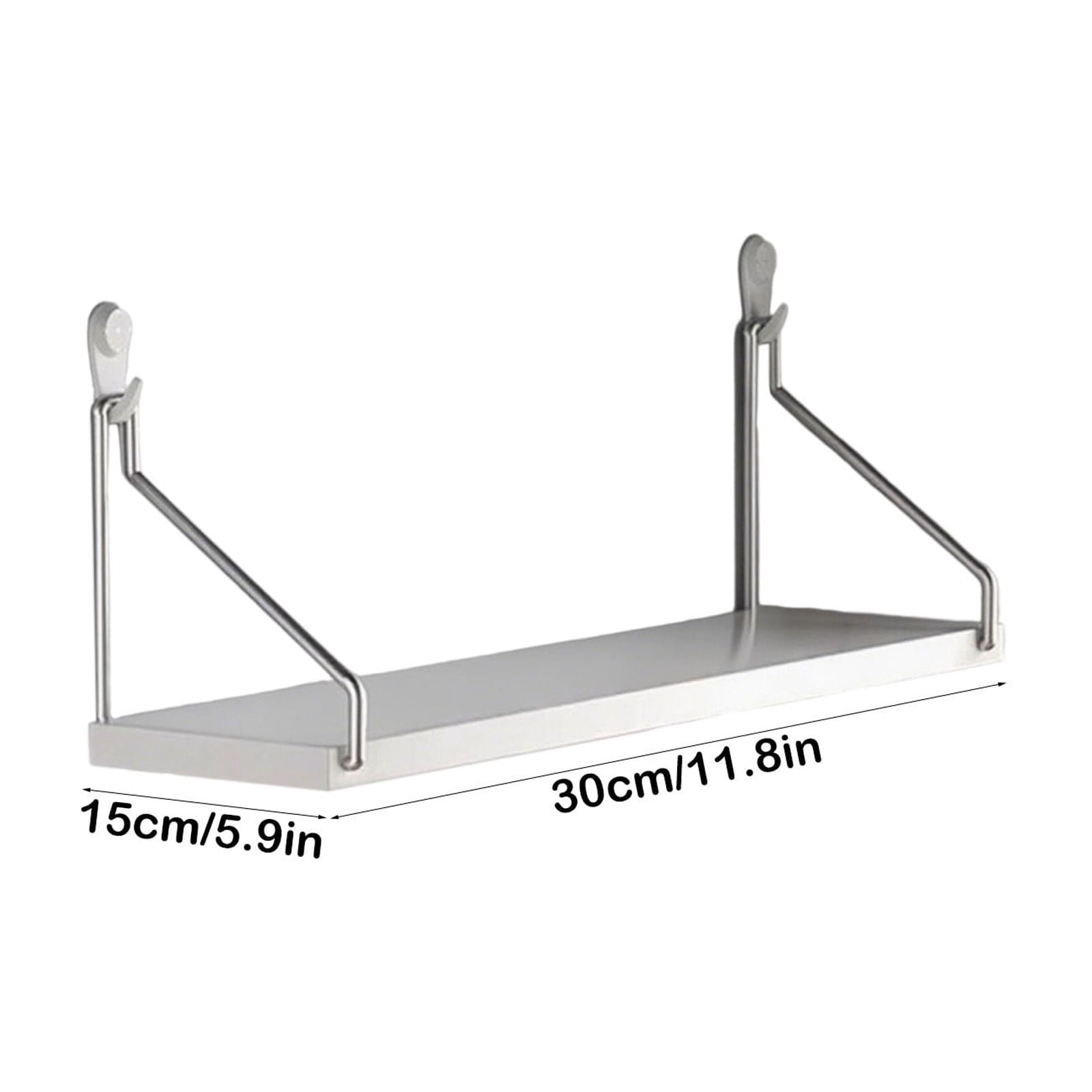 No Drill Wall Shelf with Adhesive Strips, Floating Shelves for Wall Mounted, Wooden Storage Shelf for Bedroom, Living Room, Office, Holds up to 30lbs