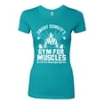 thumbnail image 2 of Dwight Schrute's Gym for Muscles Pop Culture Womens Slim Fit Junior Tee, Tahiti Blue, 2XL, 2 of 3